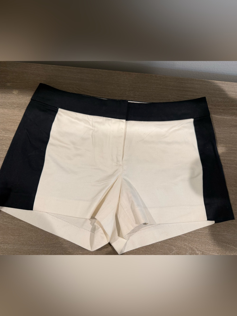 J. Crew Factory Cream and Black Colorblock Shorts